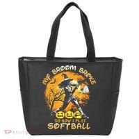 My Broom Broke So Now I Play Softball Baseball Halloween Tote Bag thumb 0