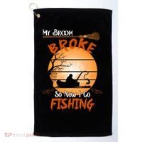 My Broom Broke So Now I Go Fishing Golf Towel thumb 0