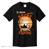 My Broom Broke So Now I Go Fishing Kids T-Shirt thumb 0