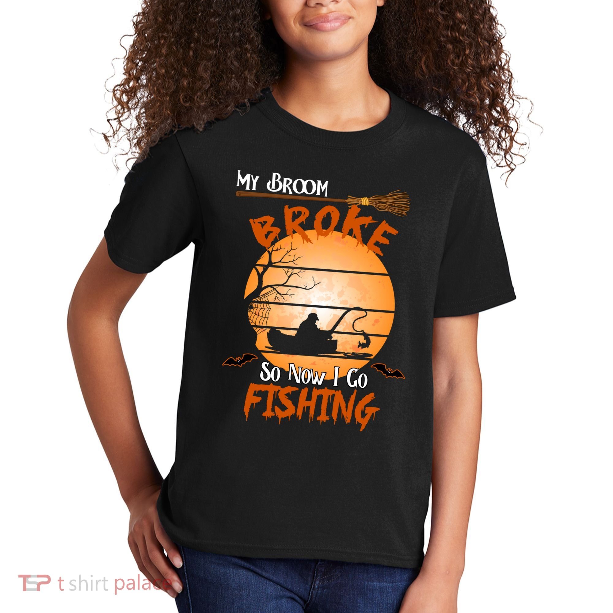 My Broom Broke So Now I Go Fishing Kids T-Shirt