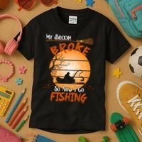 My Broom Broke So Now I Go Fishing Kids T-Shirt thumb 3