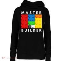 Master Builder Building Blocks Brick Builders Toys Present Womens Funnel Neck Pullover Hood thumb 0