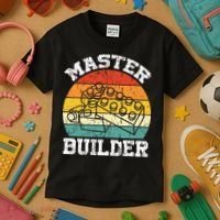 Master Builder Building Blocks Brick Toy Master Builder Kids T-Shirt thumb 3