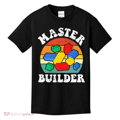Master Builder Building Blocks Brick Toy Master Builder Kids T-Shirt
