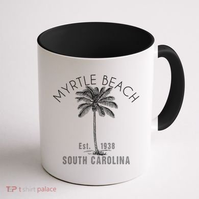 Myrtle Beach Beach Design / Palm Tree Illustration Gift Cool Gift Coffee Mug back