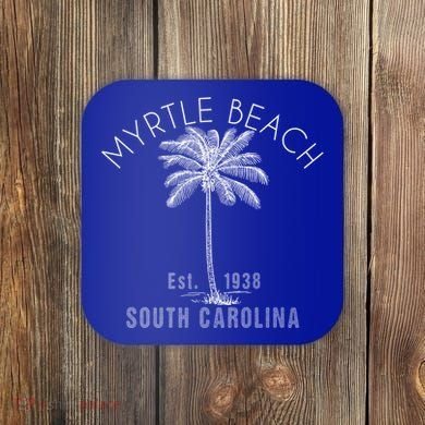 Myrtle Beach Beach Design / Palm Tree Illustration Gift Cool Gift Coaster