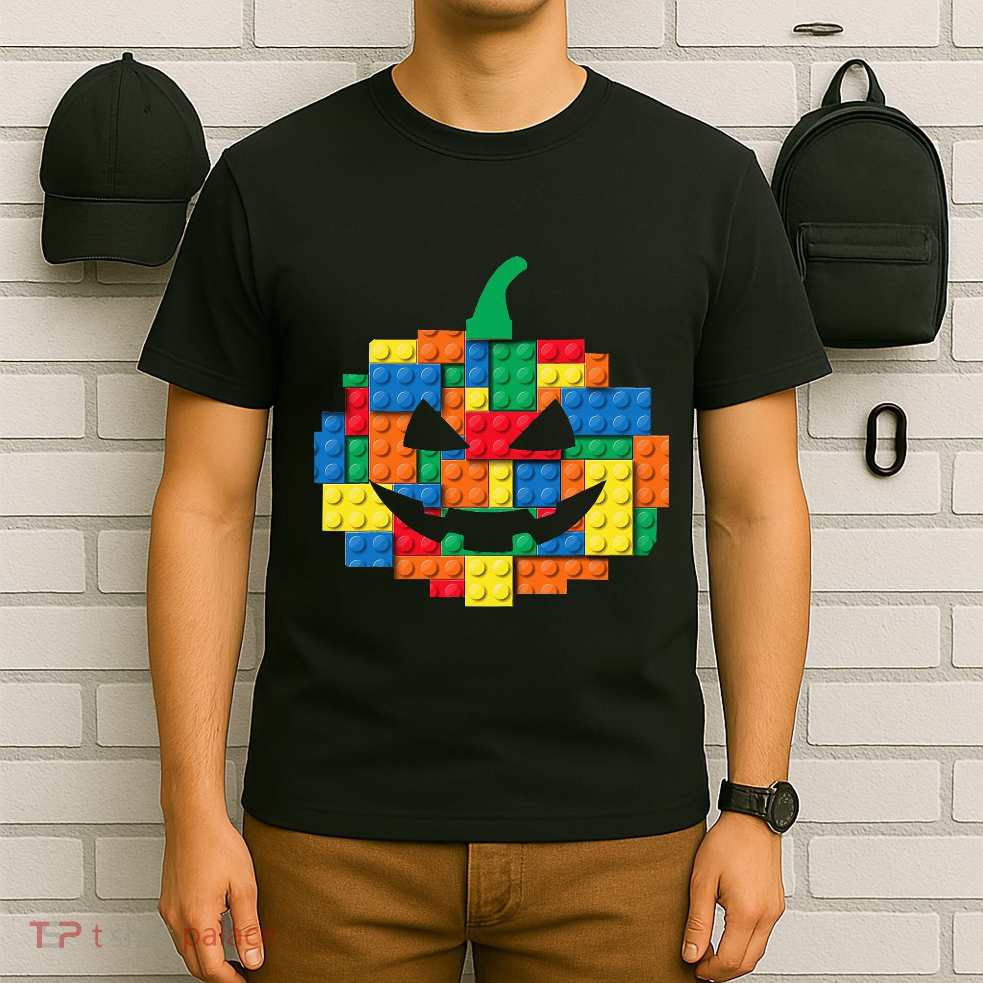 Master Builder Building Blocks Pumpkin Halloween T-Shirt