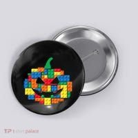 Master Builder Building Blocks Pumpkin Halloween Button thumb 0