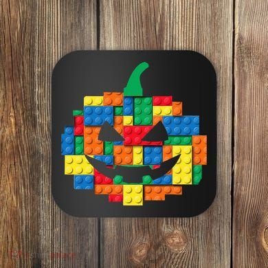 Master Builder Building Blocks Pumpkin Halloween Coaster