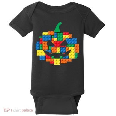Master Builder Building Blocks Pumpkin Halloween Baby Bodysuit