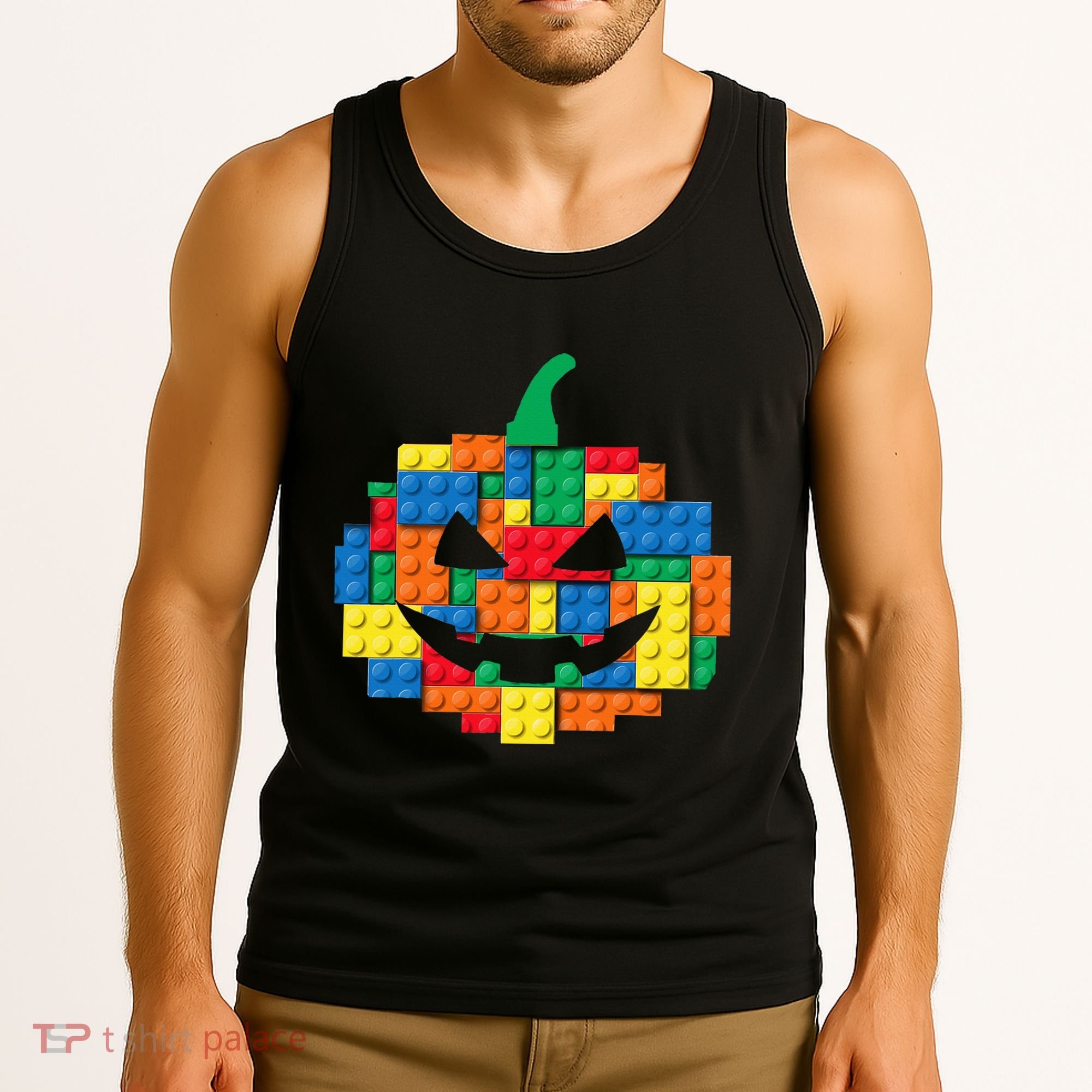 Master Builder Building Blocks Pumpkin Halloween Tank Top