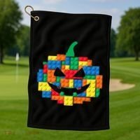 Master Builder Building Blocks Pumpkin Halloween Golf Towel thumb 1