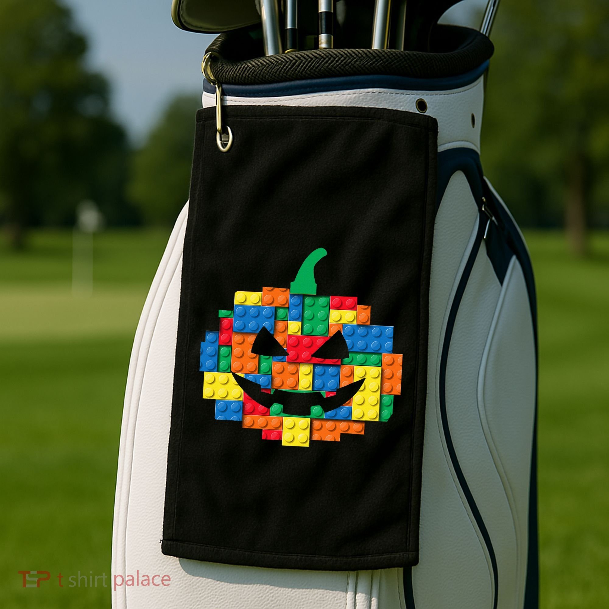 Master Builder Building Blocks Pumpkin Halloween Golf Towel