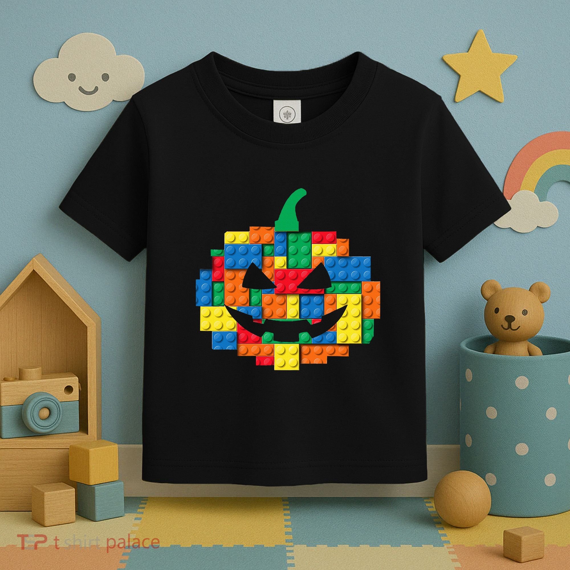 Master Builder Building Blocks Pumpkin Halloween Toddler T-Shirt