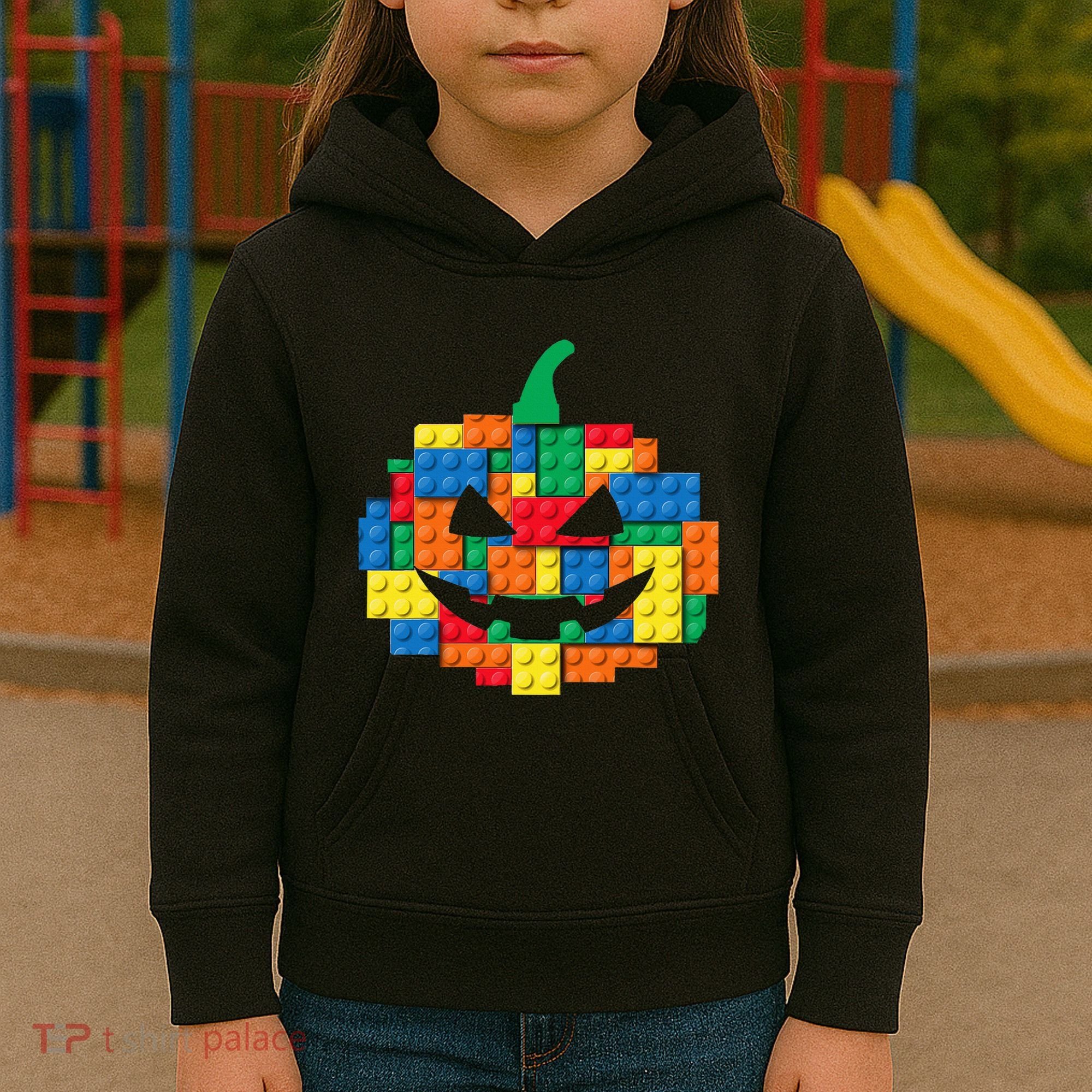 Master Builder Building Blocks Pumpkin Halloween Kids Hoodie