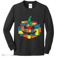 Master Builder Building Blocks Pumpkin Halloween Kids Long Sleeve Shirt thumb 0