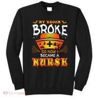 My Broom Broke So No I Became A Nurse Halloween Sweatshirt thumb 0