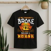 My Broom Broke So No I Became A Nurse Halloween T-Shirt thumb 2