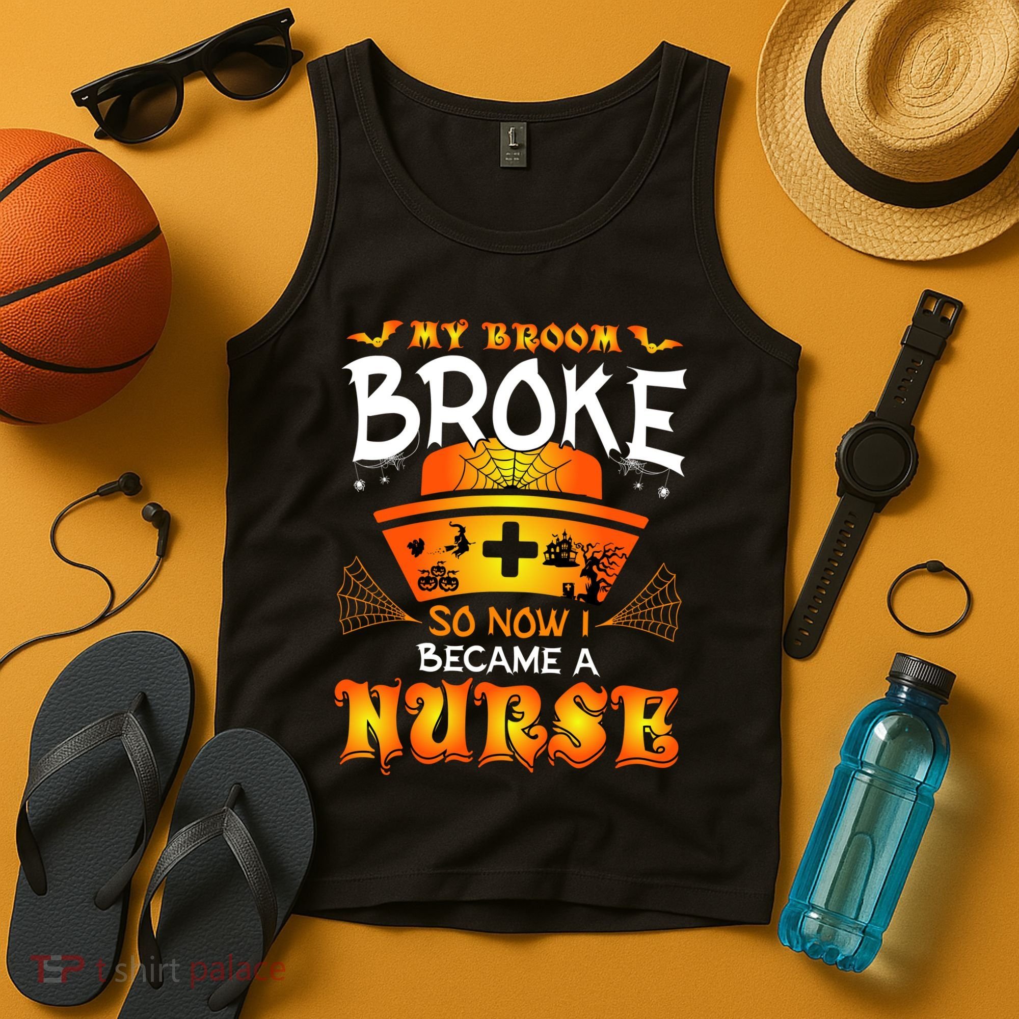 My Broom Broke So No I Became A Nurse Halloween Tank Top