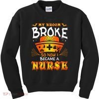 My Broom Broke So No I Became A Nurse Halloween Kids Sweatshirt thumb 0