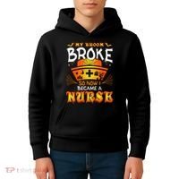 My Broom Broke So No I Became A Nurse Halloween Kids Hoodie thumb 4