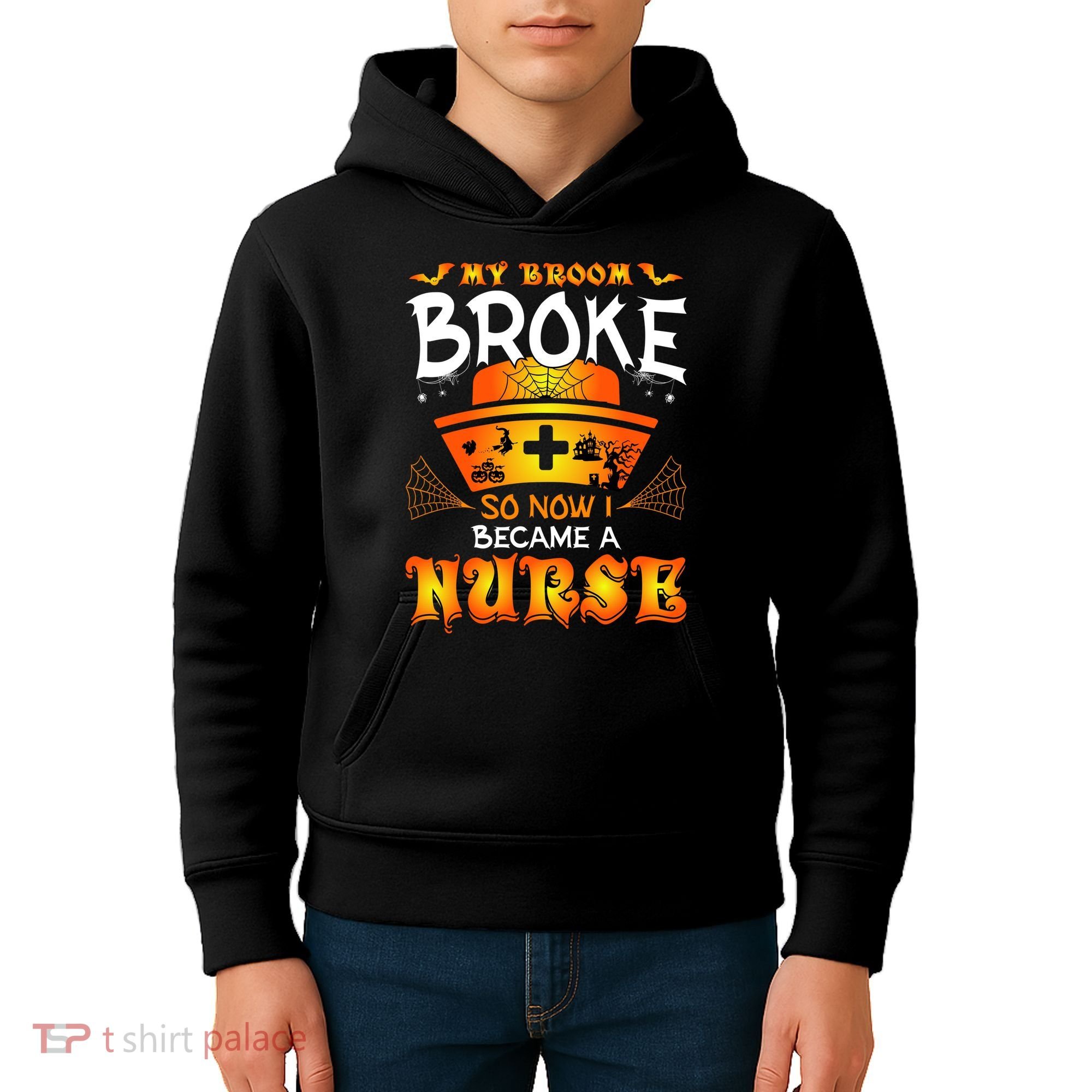 My Broom Broke So No I Became A Nurse Halloween Kids Hoodie