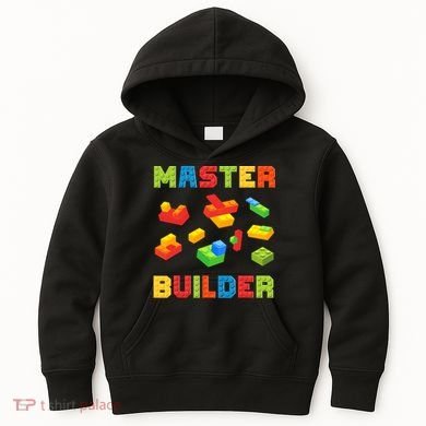 Master Builder Building Blocks Lover Brick Builder Kids Hoodie