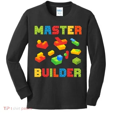 Master Builder Building Blocks Lover Brick Builder Kids Long Sleeve Shirt