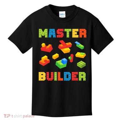 Master Builder Building Blocks Lover Brick Builder Kids T-Shirt