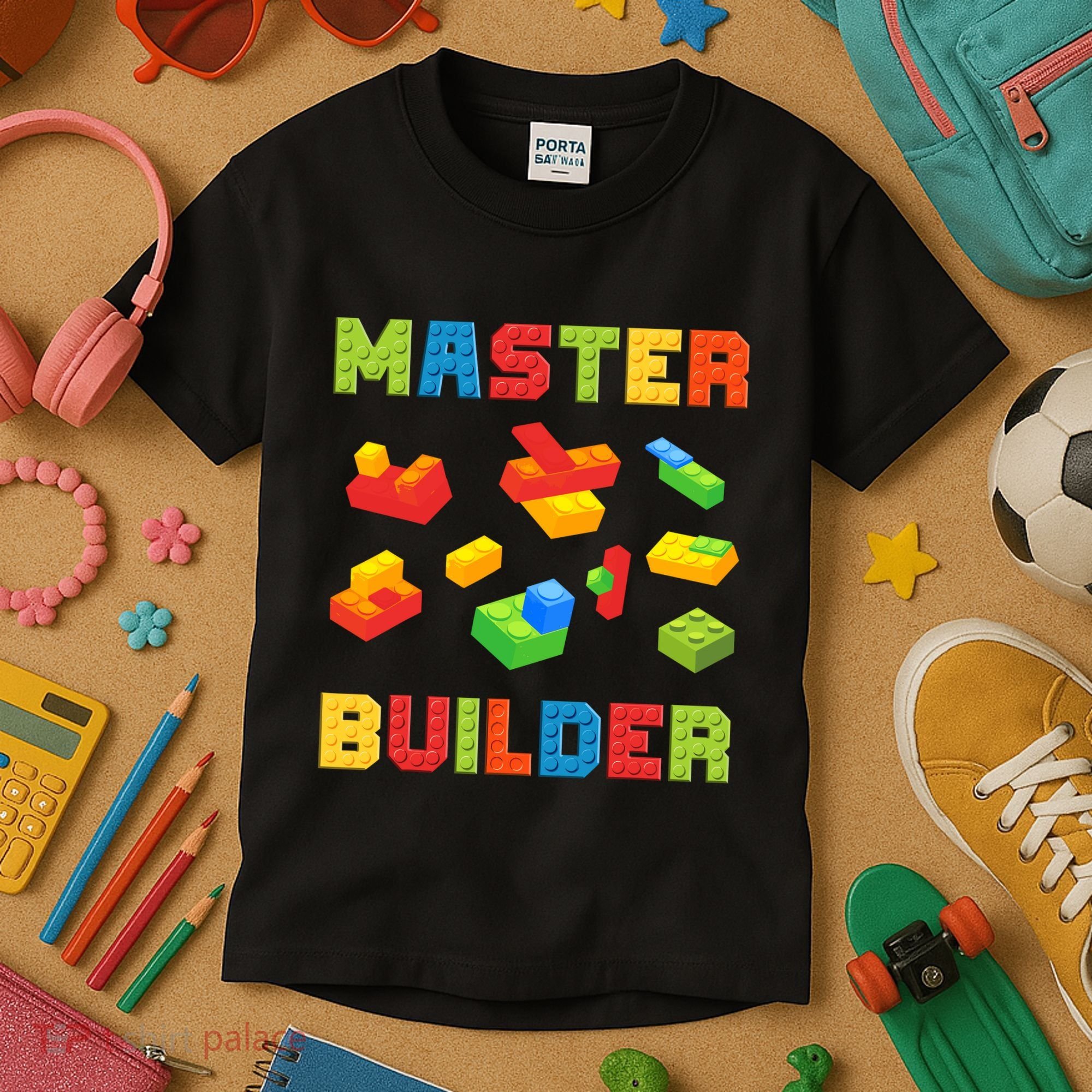Master Builder Building Blocks Lover Brick Builder Kids T-Shirt