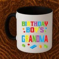 Master Builder Birthday Boy's Grandma Building Bricks Blocks Coffee Mug thumb 2