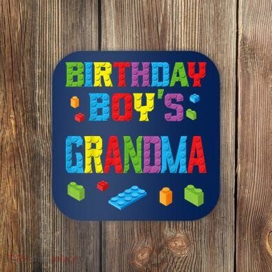 Master Builder Birthday Boy's Grandma Building Bricks Blocks Coaster