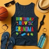 Master Builder Birthday Boy's Grandma Building Bricks Blocks Tank Top thumb 4