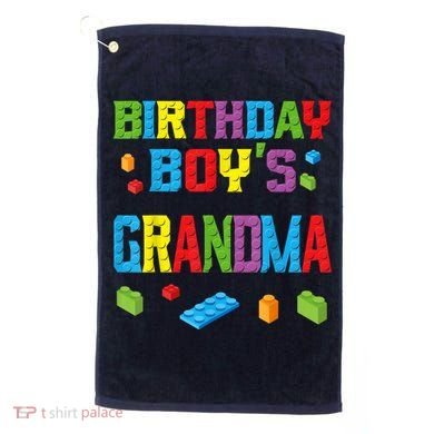 Master Builder Birthday Boy's Grandma Building Bricks Blocks Golf Towel
