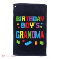 Master Builder Birthday Boy's Grandma Building Bricks Blocks Golf Towel thumb 0