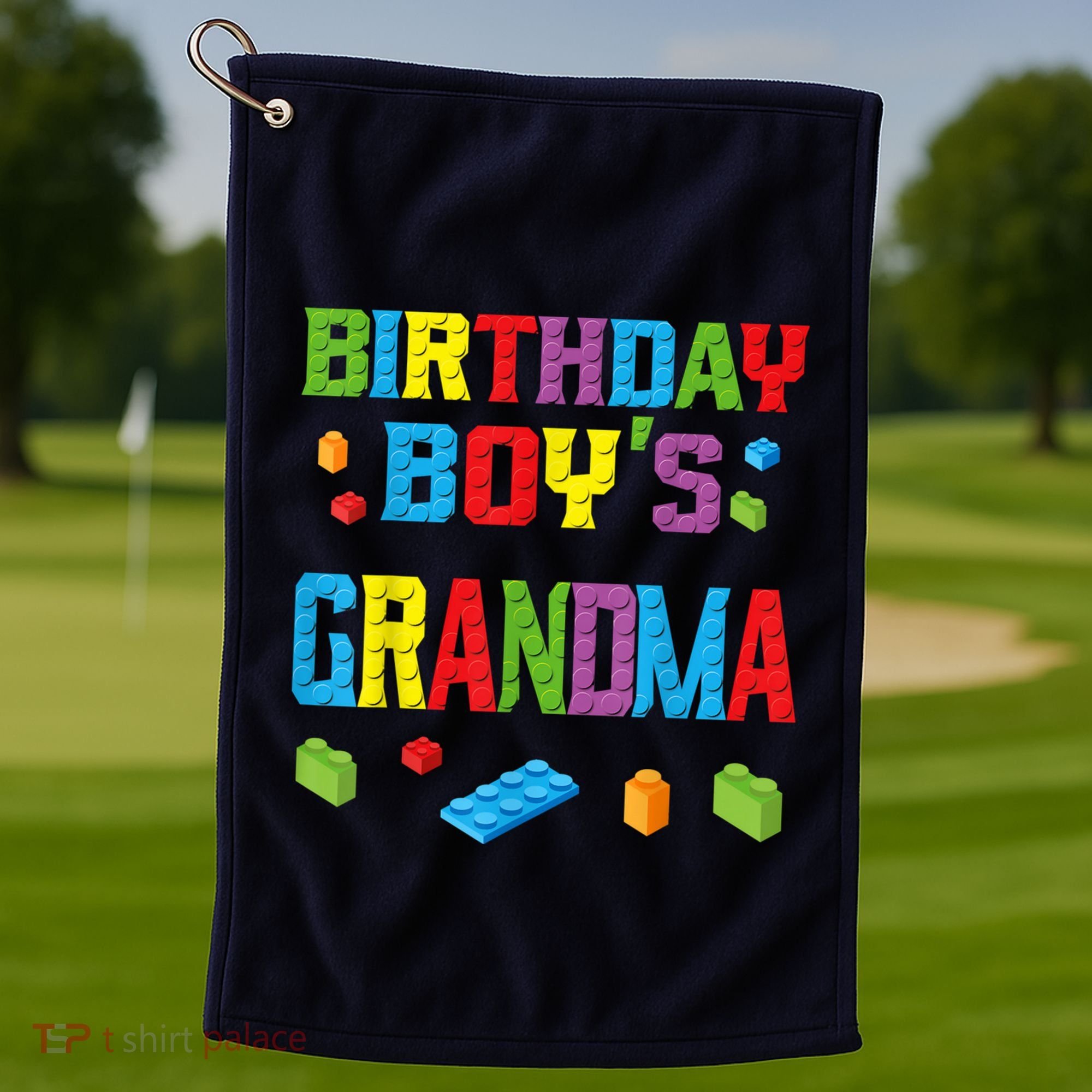 Master Builder Birthday Boy's Grandma Building Bricks Blocks Golf Towel