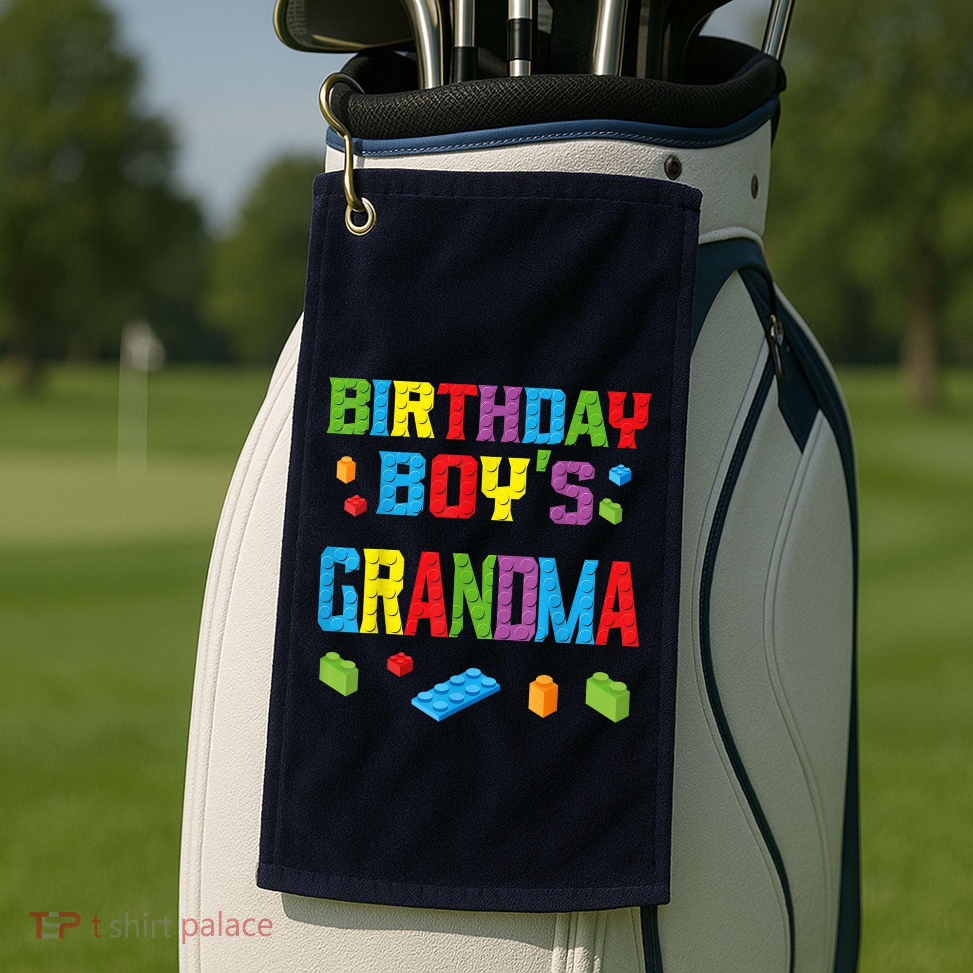 Master Builder Birthday Boy's Grandma Building Bricks Blocks Golf Towel