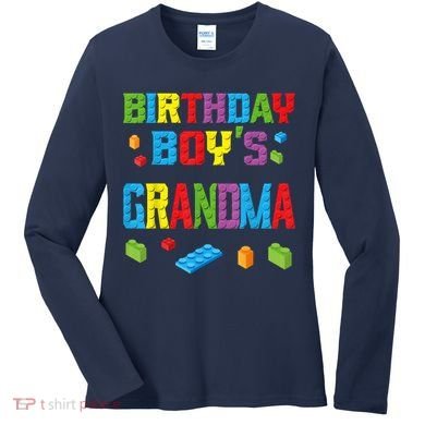 Master Builder Birthday Boy's Grandma Building Bricks Blocks Women's Long Sleeve Shirt