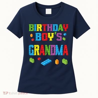 Master Builder Birthday Boy's Grandma Building Bricks Blocks Women's T-Shirt