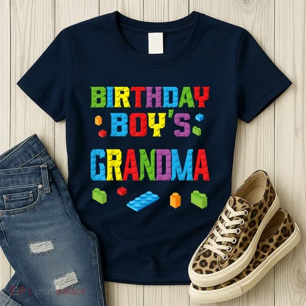 Master Builder Birthday Boy's Grandma Building Bricks Blocks Women's T-Shirt