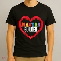 Master Builder Block Brick Building Heart Valentines Day T-Shirt thumb 3