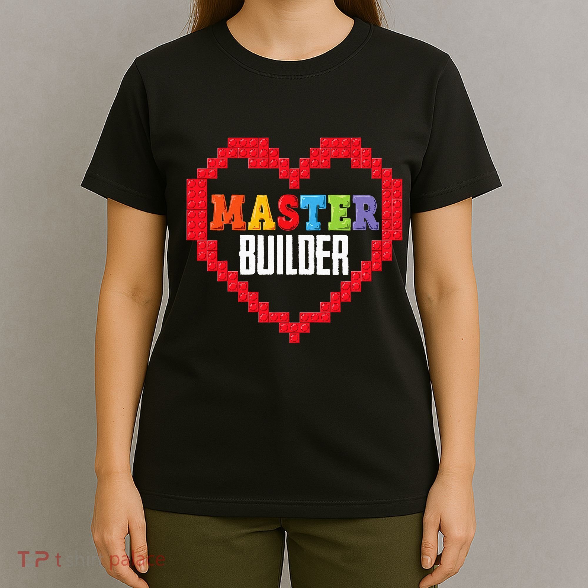 Master Builder Block Brick Building Heart Valentines Day T-Shirt