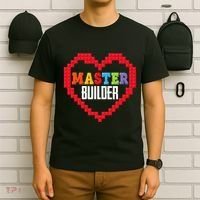 Master Builder Block Brick Building Heart Valentines Day T-Shirt thumb 6