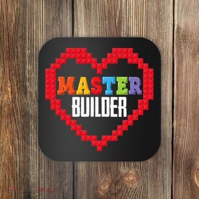 Master Builder Block Brick Building Heart Valentines Day Coaster