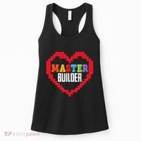 Master Builder Block Brick Building Heart Valentines Day Women's Tank Top thumb 0