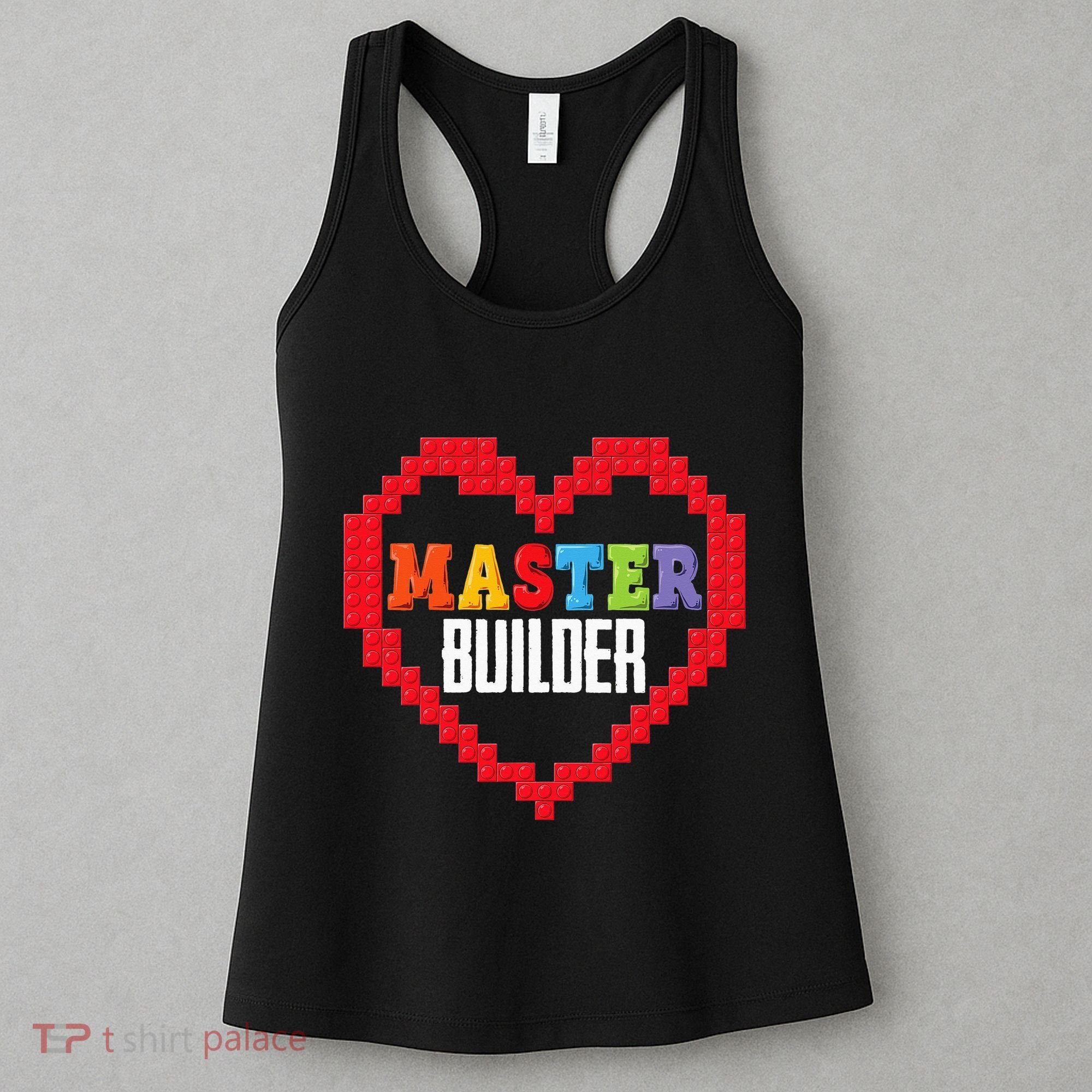 Master Builder Block Brick Building Heart Valentines Day Women's Tank Top