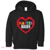 Master Builder Block Brick Building Heart Valentines Day Toddler Hoodie thumb 0