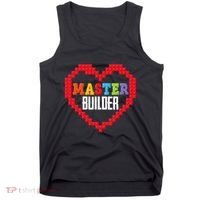 Master Builder Block Brick Building Heart Valentines Day Tank Top thumb 0