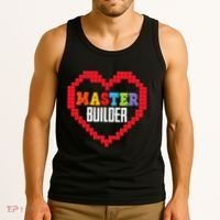 Master Builder Block Brick Building Heart Valentines Day Tank Top thumb 3