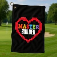 Master Builder Block Brick Building Heart Valentines Day Golf Towel thumb 1